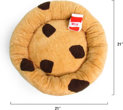 TONBO Soft Plush Small Cute and Cozy Food Dog Cat Bed, Washer and Dryer Friendly (Chocolate Chip