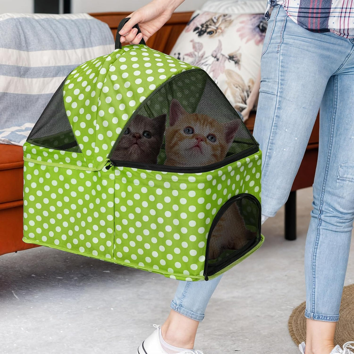 Magshion Foldable Pet Stroller, 3-in-1 Dog Travel Jogger with Detachable Carrier, Cup Holder