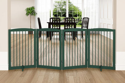 Freestanding Pet Gate for Dogs, Indoor Wooden Dog Gate for House, Foldable Dog Gate for Doorway