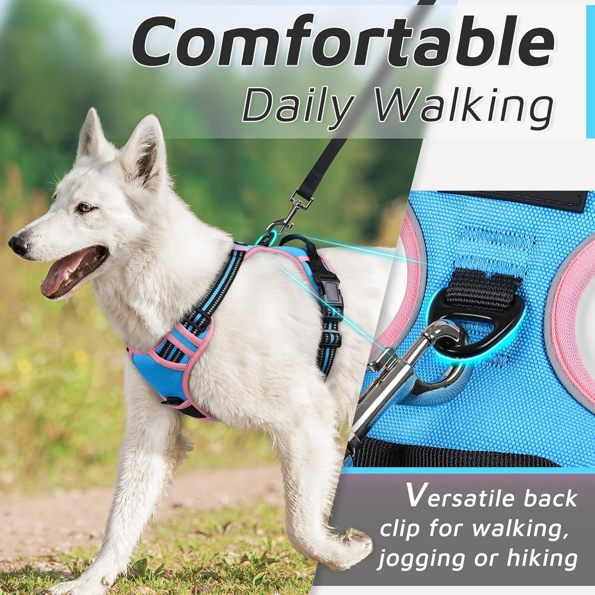 Eagloo Dog Harness Small Sized Dog, No Pull Service Vest with Reflective Strips and Control Handle