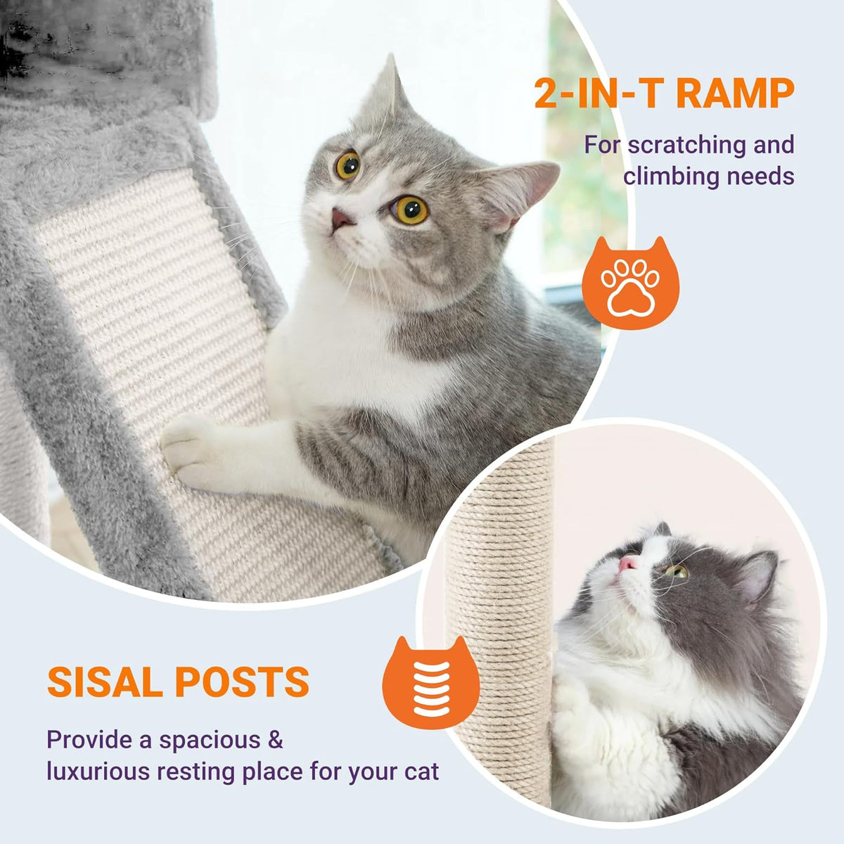 Allewie 81 Inches Tall Cat Tree/Multi-Level Large Climbing Tree House and Towers for Big