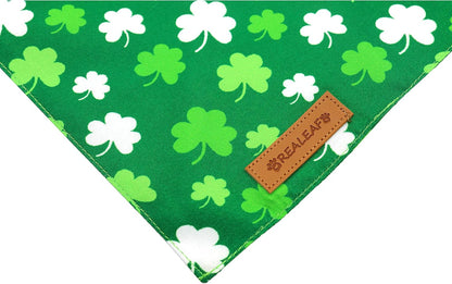 Realeaf St. Patrick's Day Dog Bandanas 2 Pack, Triangle Reversible Pet Scarf for Boys and Girls