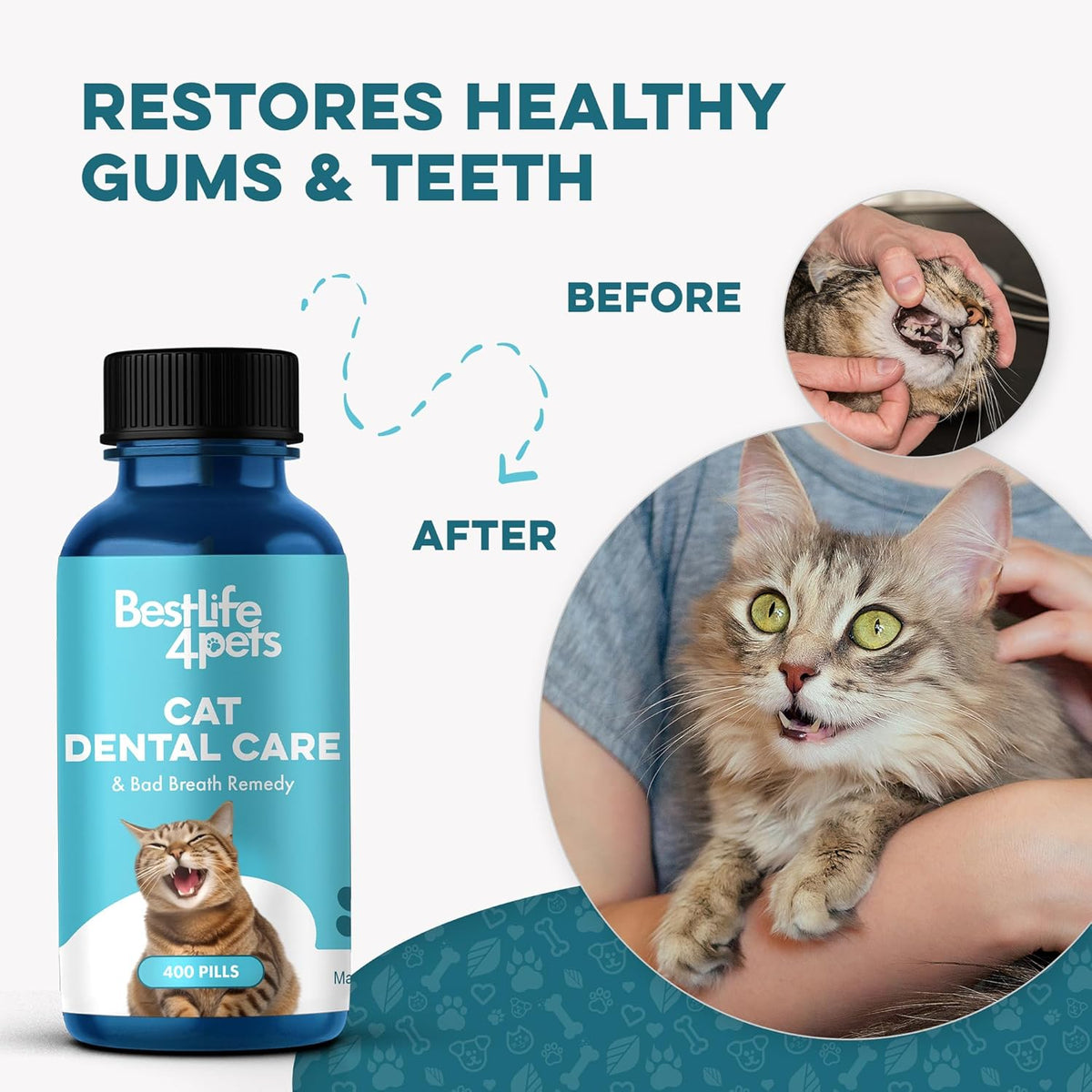 Cat Bad Breath & Oral Health Remedy, Natural Dental Care Cats Teeth, Mouth and Gums, Easy to Use