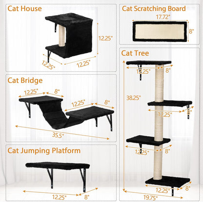 COZIWOW Wall Mounted Cat Furniture, Cat Wall Shelves and Perches, Floating Cat Shelves for Wall Set