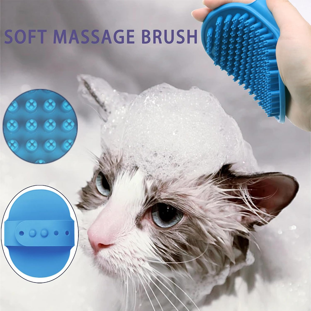 Cat Grooming Brush Kit 6 Tools - Deshedding & Dematting for Long/Short Hair, Self-Cleaning Slicker