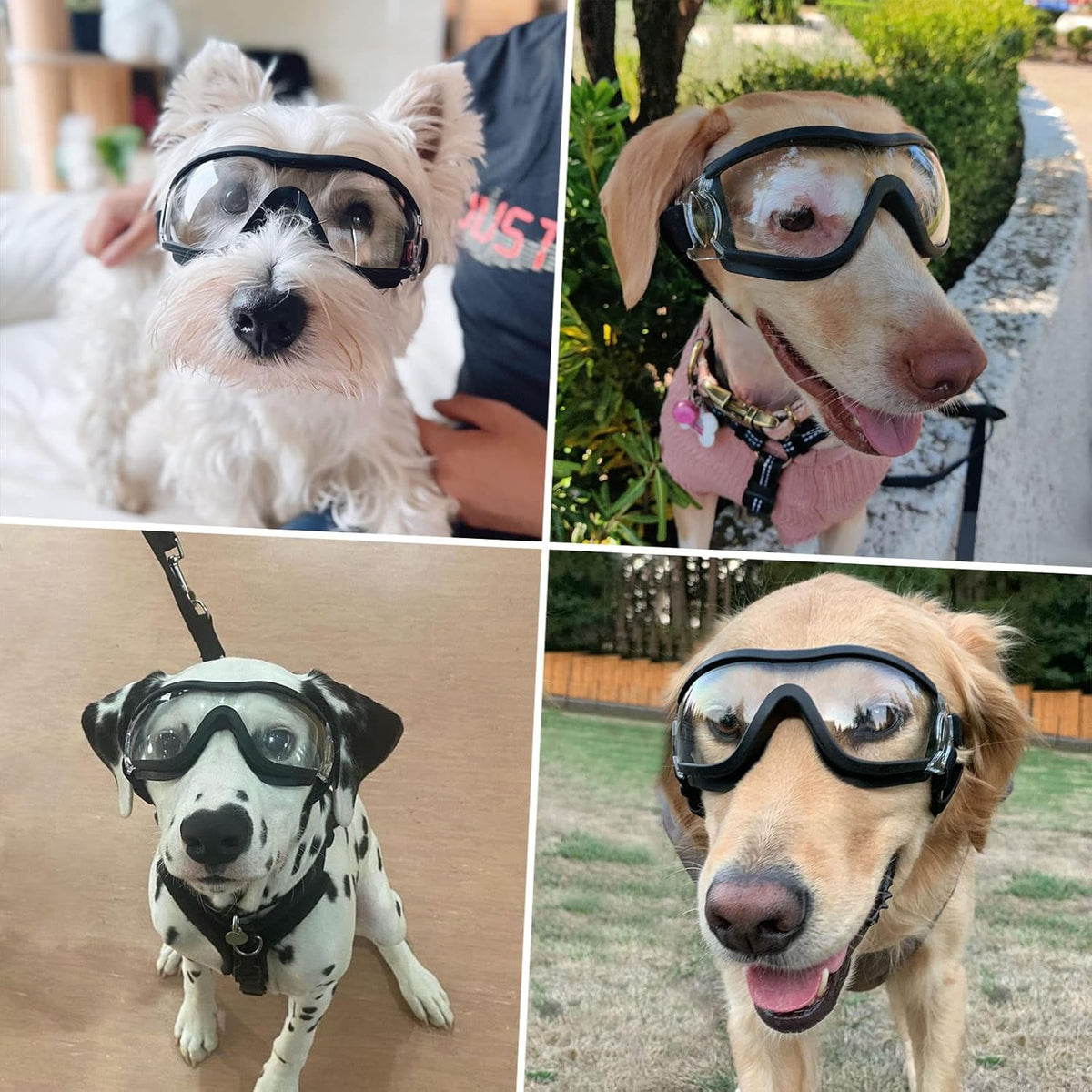 Pack of 2 Dog Goggles Dog Sunglasses for Medium to Large Breed Anti-UV Eye Protection with
