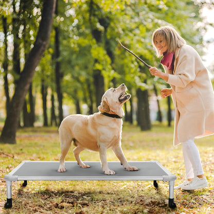 Veehoo Chew Proof Elevated Dog Bed - Cooling Raised Pet Cot - Silver Aluminum Frame and Durable