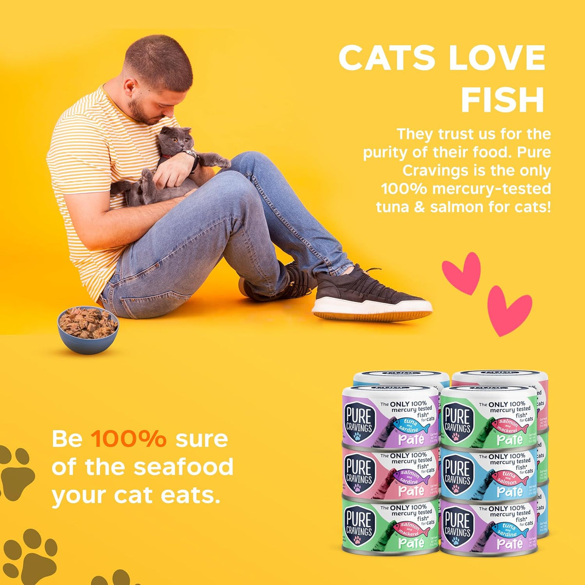 Pate, Canned Wet Cat Food, 100% Mercury-Tested, Moist Can Fish, Grain-Free Protein, Non-GMO