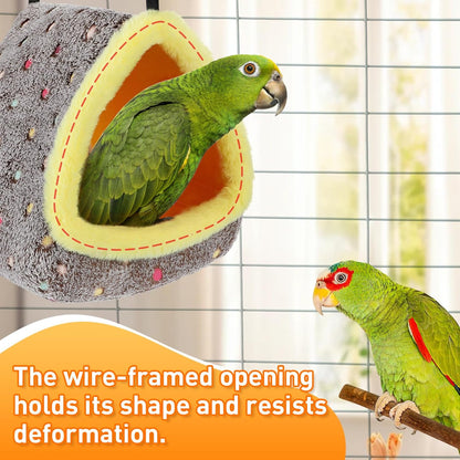 MEWTOGO Large Warm Bird Nest House - Cozy Bird Bed for Cage with Mat, Hanging Hammock Shed Hideaway
