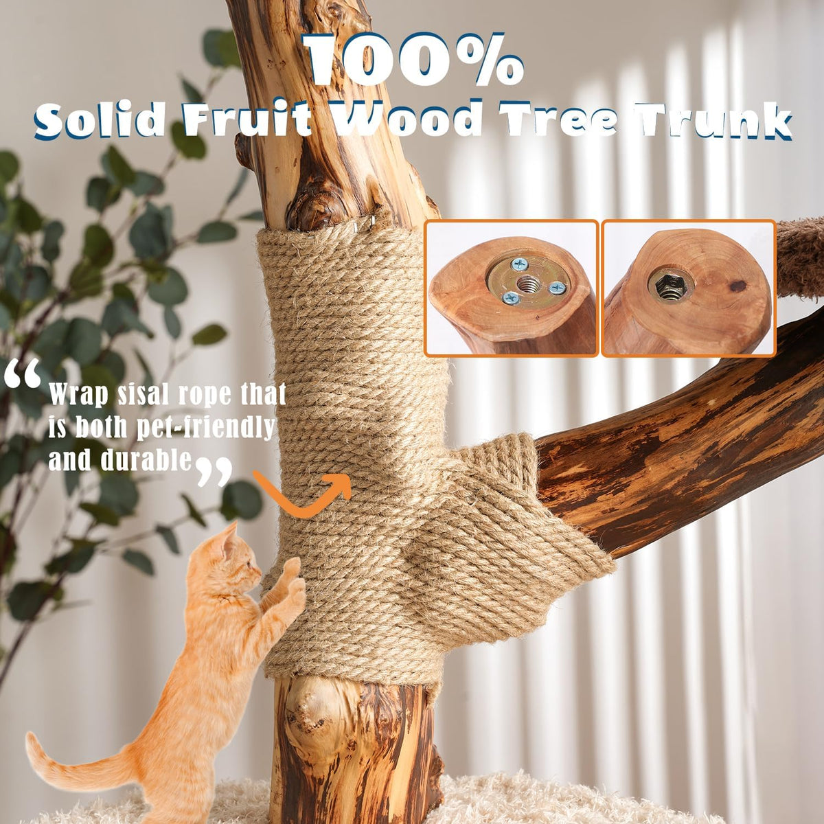 54.7'' Modern Cat Tree for Indoor Cats Large Adult, Wood Cat Tree with 3 Spacious Condos, Luxury