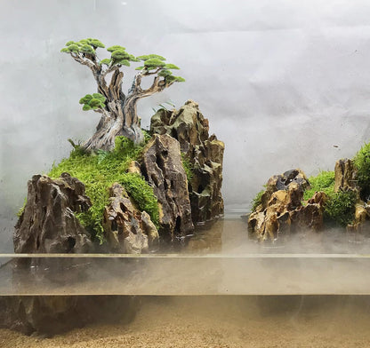 Fish Tank Decor- Bonsai Tree of The Forest with Faux Moss- Aquarium Decoration Aquascaping- Made of