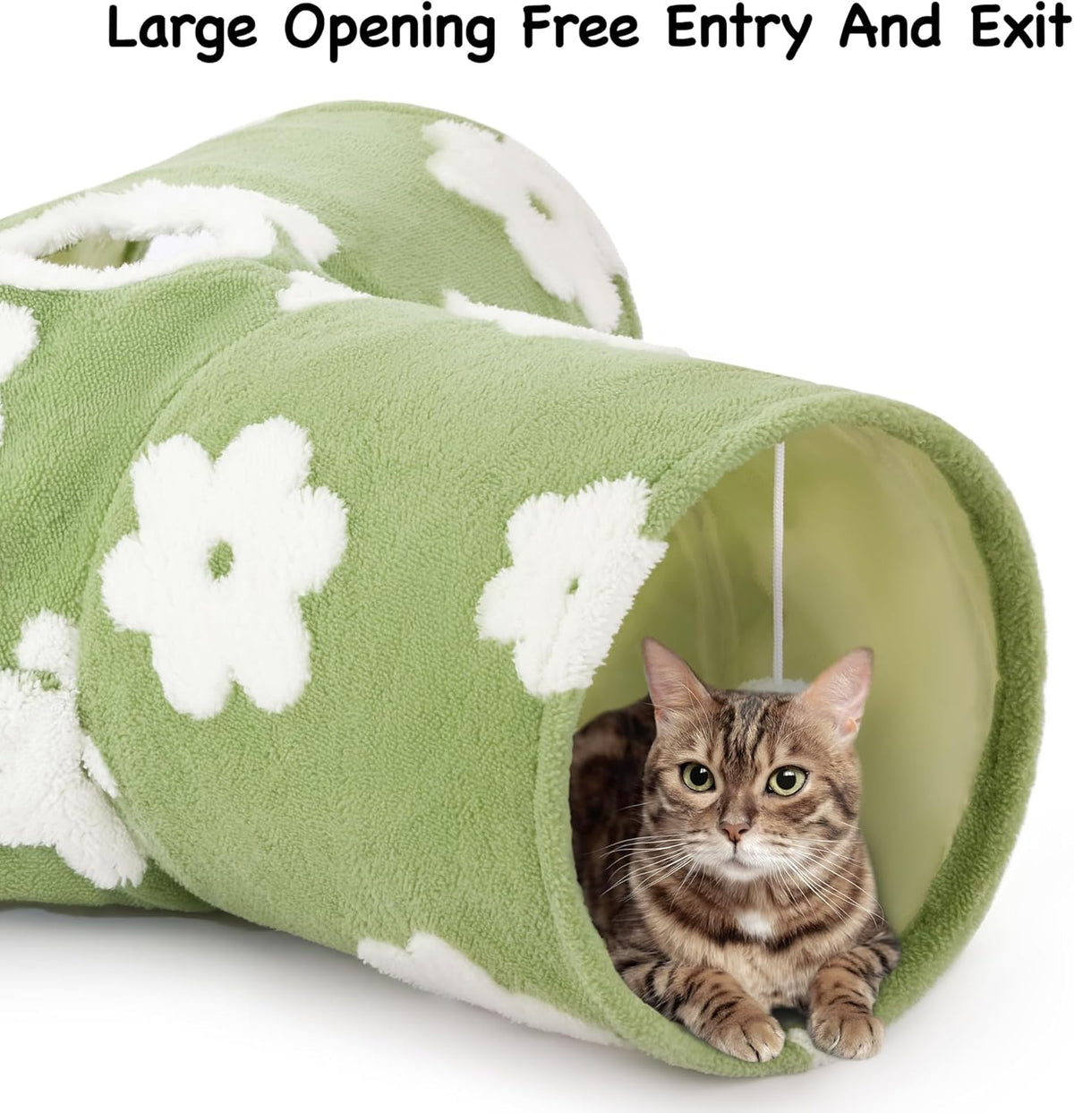 Tempcore Flannel Pet Cat Tunnel Tube Cat Toys 3 Way Collapsible, Cat Tunnels for Indoor Cats，Kitty