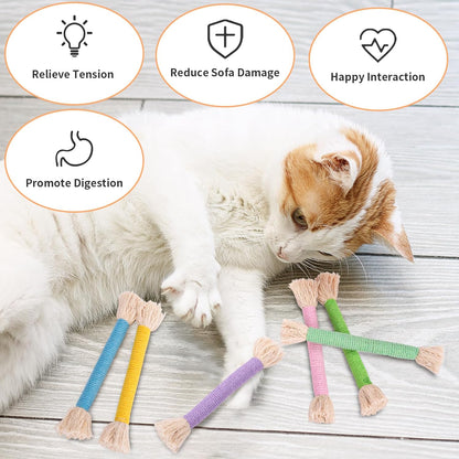 Retro Shaw Kitten Toys Catnip Ropes Cat Chew Toys, 6 Pack, Kitten Teething Toys for Indoor Cats