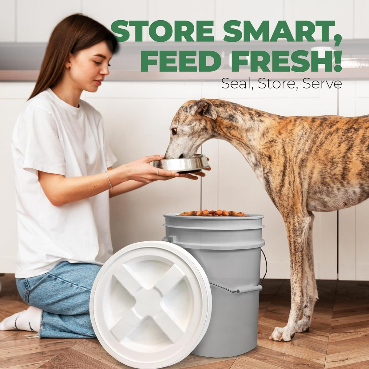 EconoHome Pet Food Storage Container – Holds Up to 25 lbs – Airtight Food Storage with Gamma Seal