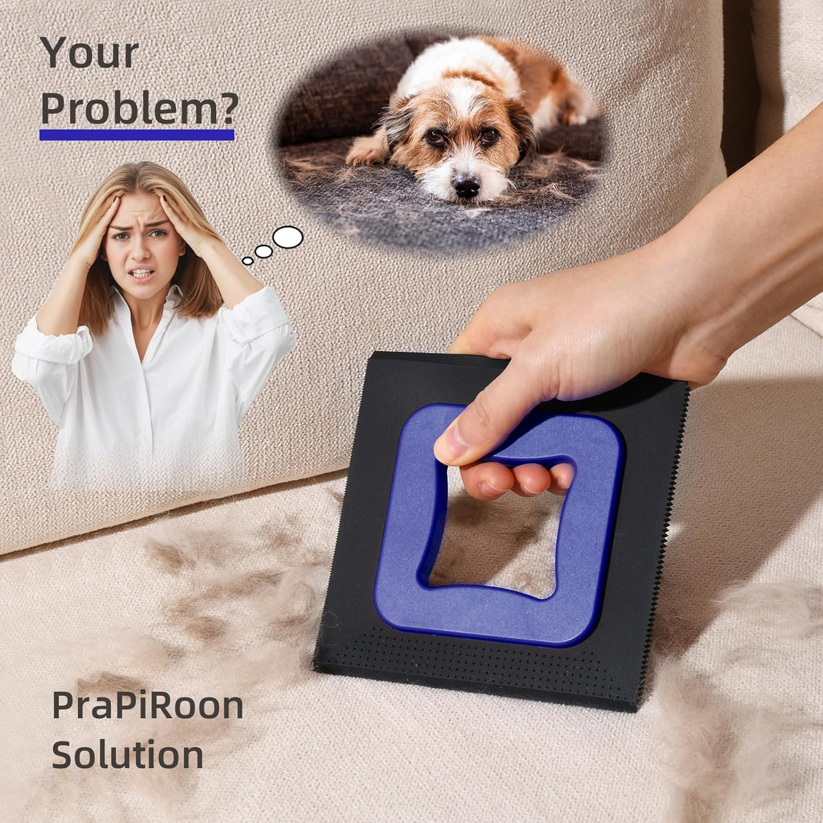 3 in 1 Mini Pet Hair Removal Tool, Dog and Cat Square Hair Remover for Car Detailing Supplies