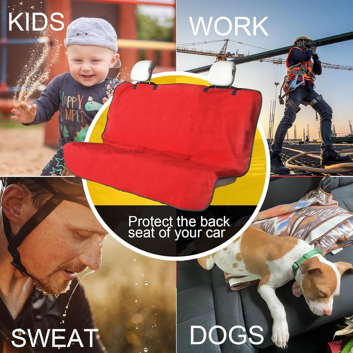 Back Seat Cover for Car Trucks Van SUV,Waterproof Rear Bench Towel Seat Covers for Dogs and