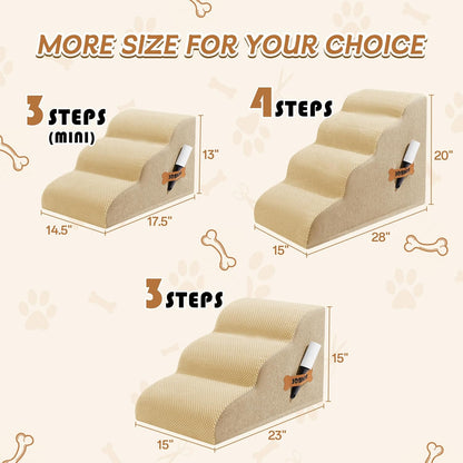 Romrol Dog Stairs Ramp for Beds Couches, Extra Wide Pet Steps with Durable Non-Slip Waterproof