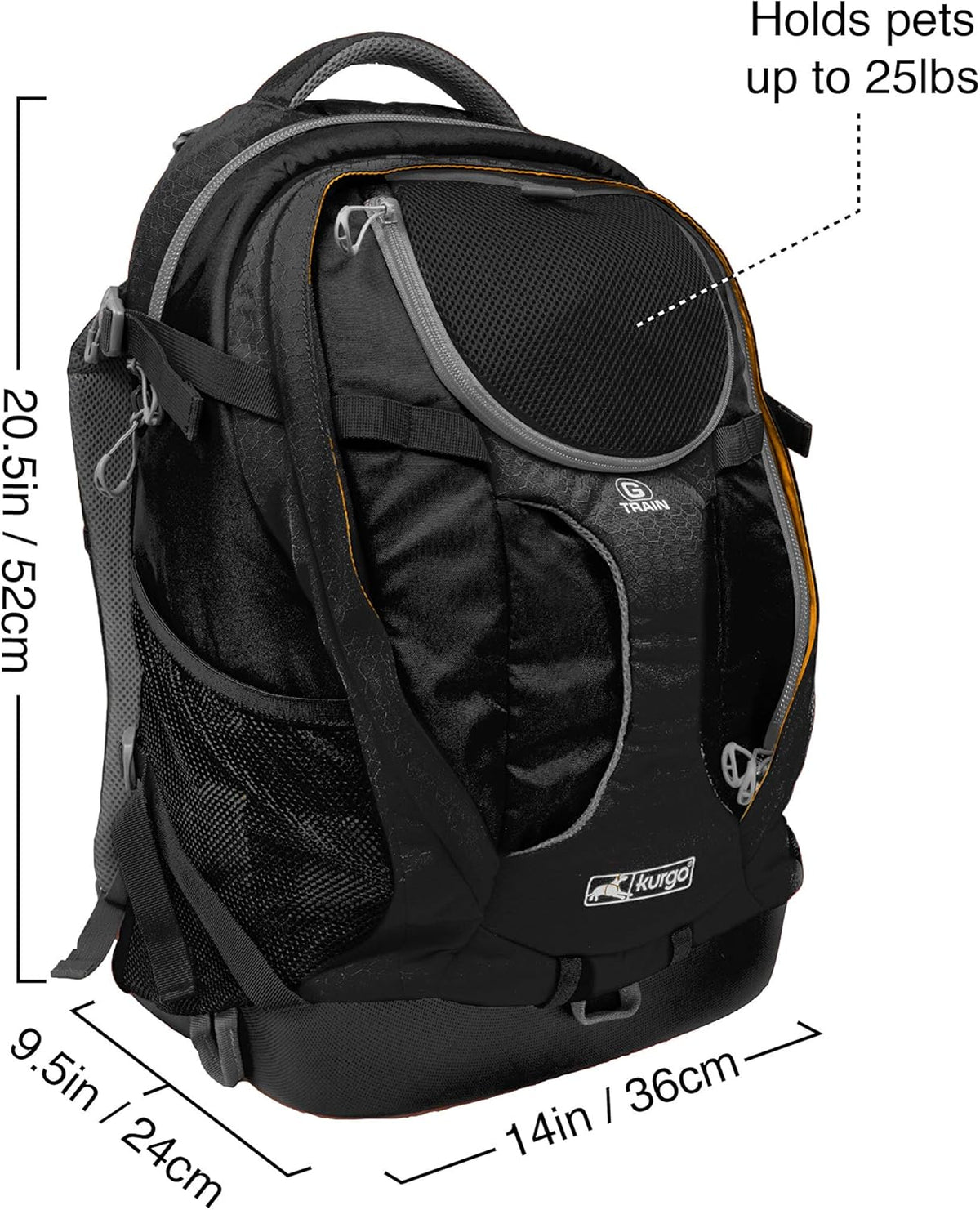 Kurgo G-Train - Dog Carrier Backpack for Small Pets - Cat & Dog Backpack for Hiking, Camping or
