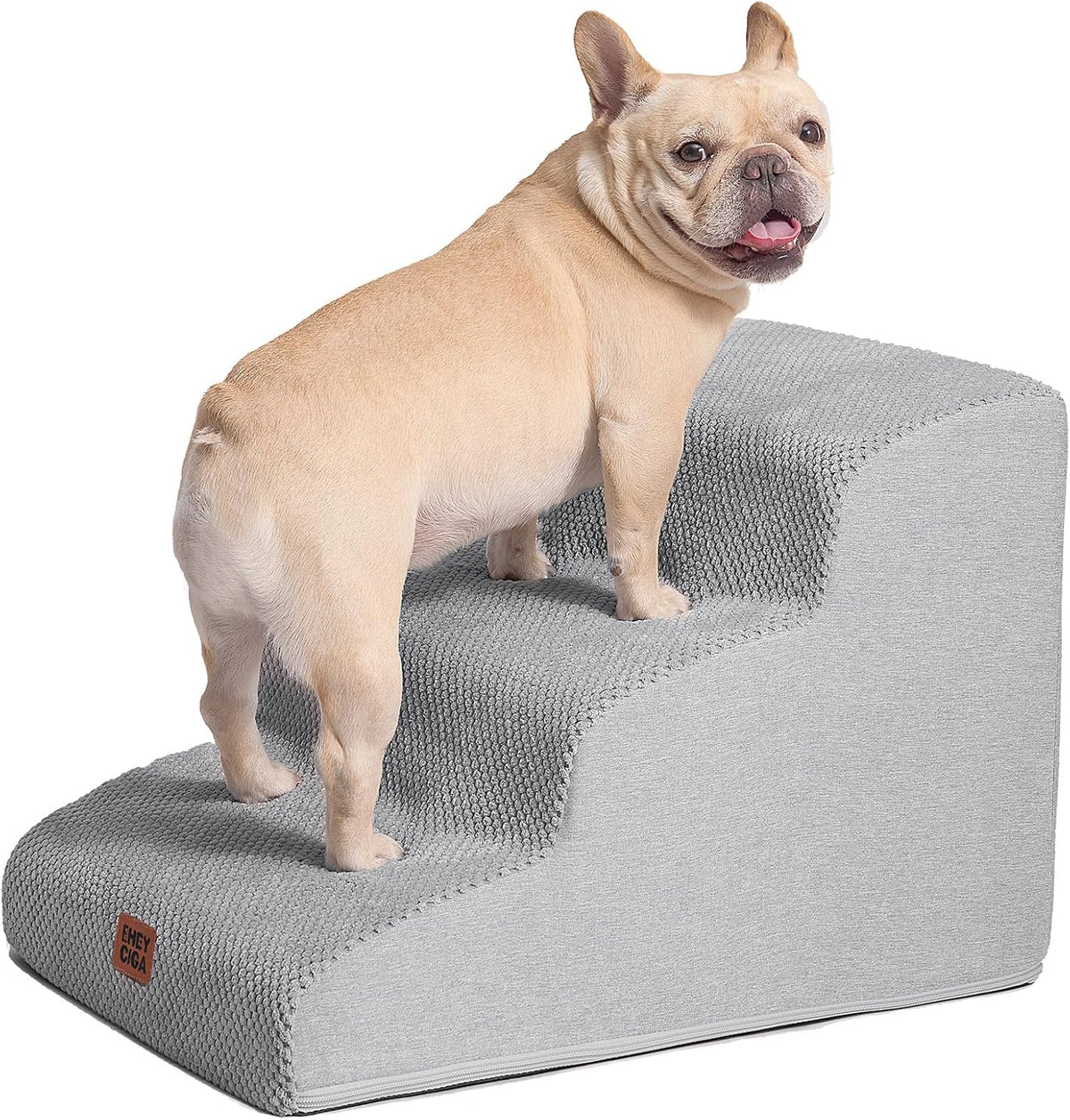 EHEYCIGA Curved Dog Stairs Ramp for Small Dogs 15.7" H, 3-Step Dog Steps for Couch Sofa and Chair
