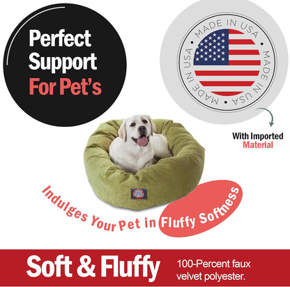 Majestic Pet 40 Inch Micro Velvet Calming Dog Bed Washable 40x29x9 (inch) – Cozy Soft Round Donut