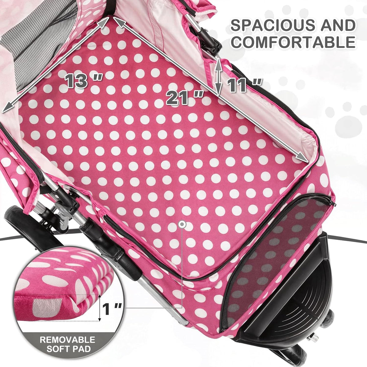 MoNiBloom 3 Wheels Pet Dog Cat Stroller for Small Medium Dogs Cats, Foldable Jogger Stroller