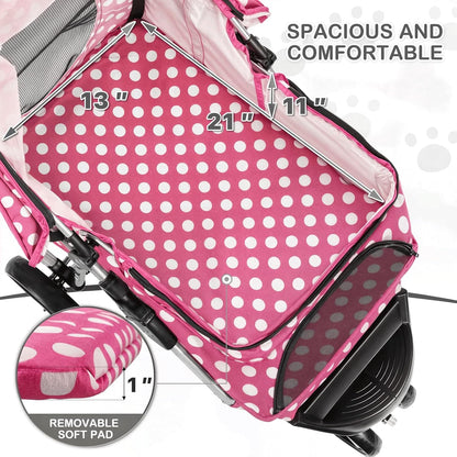 MoNiBloom 3 Wheels Pet Dog Cat Stroller for Small Medium Dogs Cats, Foldable Jogger Stroller