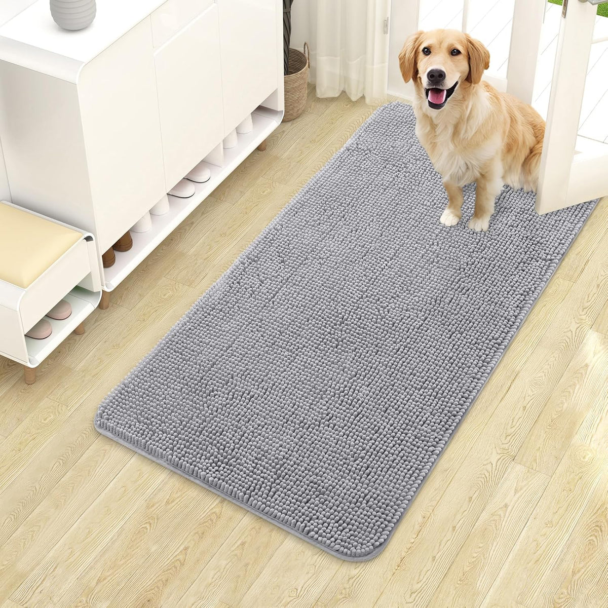 OLANLY Dog Door Mat for Muddy Paws 40x24, Absorbs Moisture and Dirt, Absorbent Non-Slip Washable
