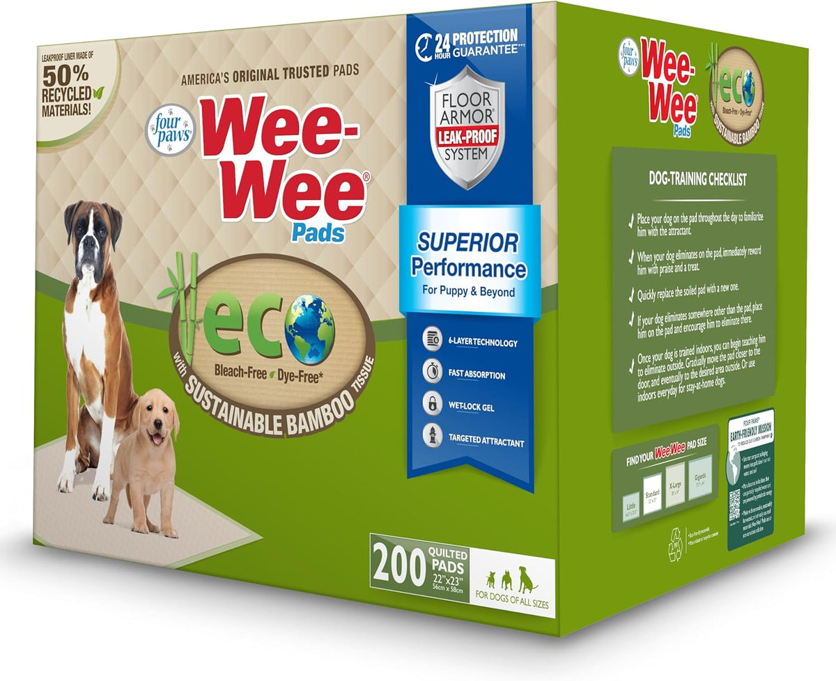 Four Paws Wee-Wee Superior Performance Bamboo Pee Pads for Dogs, Earth Friendly Dog & Puppy Potty
