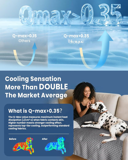 Large Cooling Dog Bed – 41 x 37 inch Waterproof Couch Cover for Dogs Washable, Non-Slip Bottom