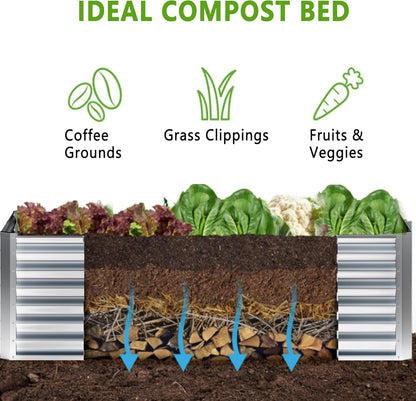 8x2x2FT Galvanized Raised Garden Bed,Planter Raised Beds-Metal Garden Box,Large Plant for Outdoor