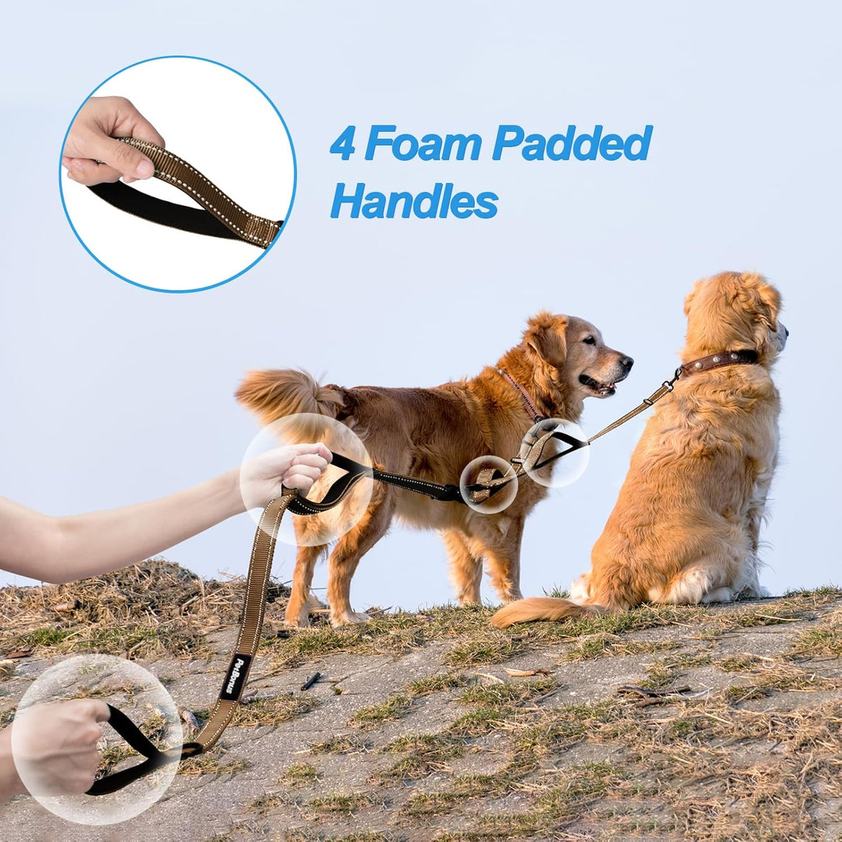 PetBonus Double Dog Leash, No Tangle Dual Leash, Reflective Walking Training Lead, 4 Comfortable