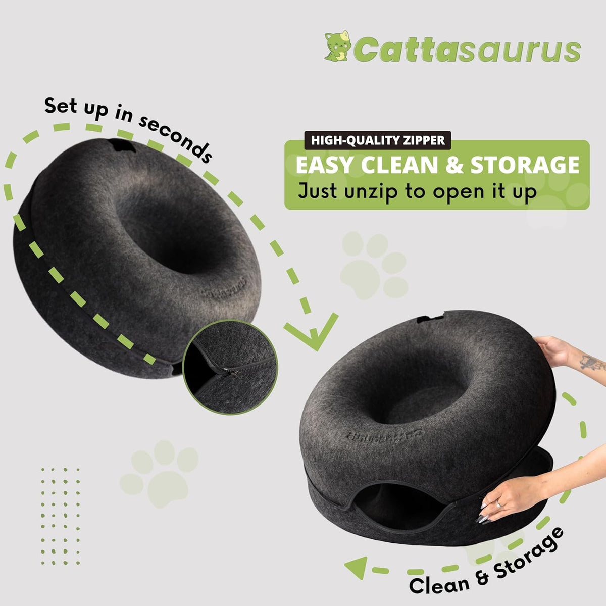 CATTASAURUS Peekaboo Cat Cave for Multiple & Large Cats Up to 30-45 Lbs, Scratch Detachable &