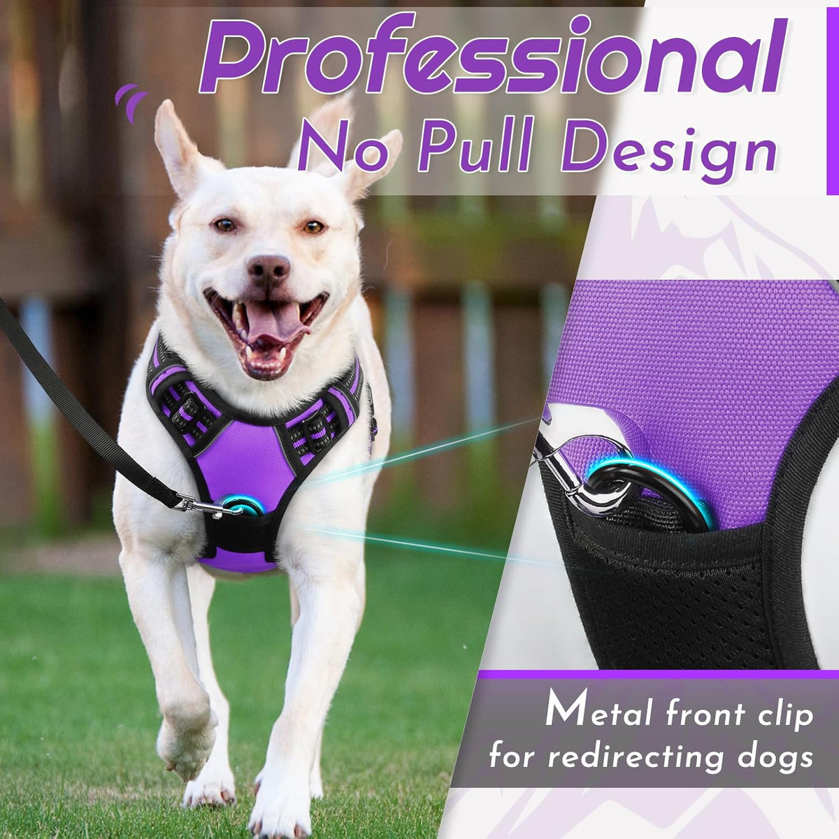 Eagloo Dog Harness for Large Dogs, No Pull Service Vest with Reflective Strips and Control Handle