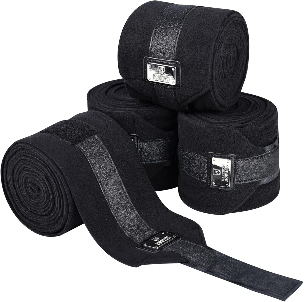 Harrison Howard Horse Polo Wraps Upgrade with Bling Leg Wraps for Horses 4-Pack Fleece Leg Wraps