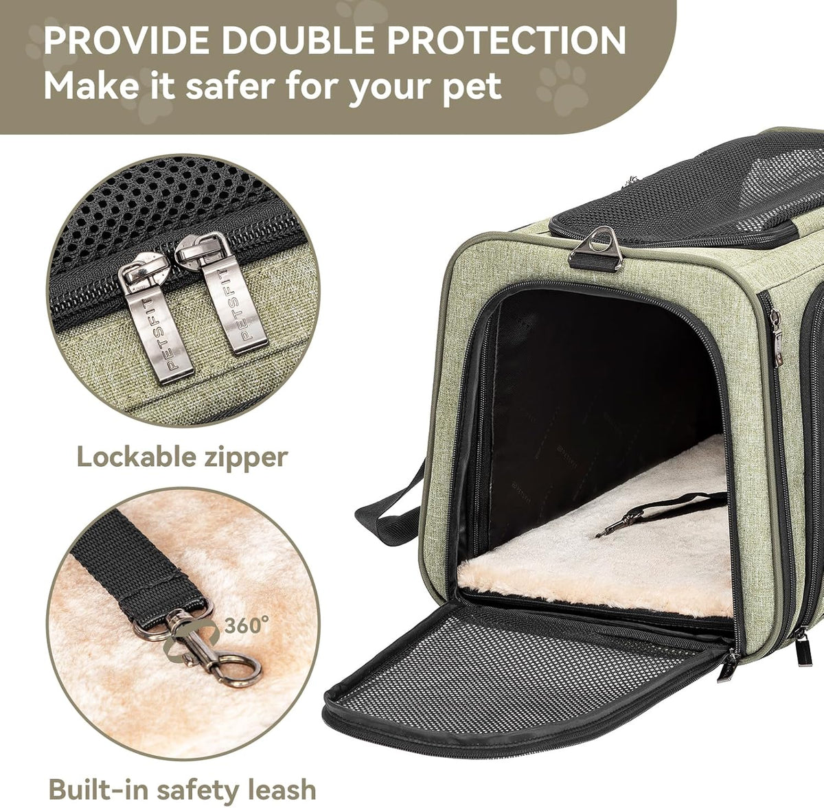 Petsfit Expandable Cat Dog Carrier Airline Approved, 17" L x 11" W x 11" H Soft-Sided Portable Pet