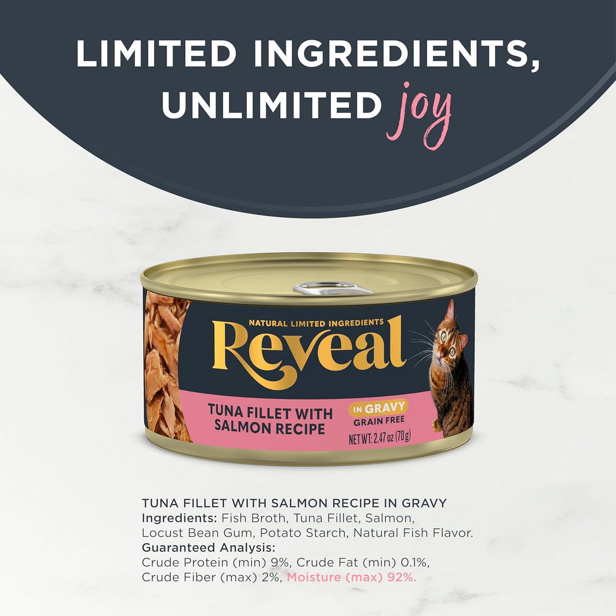 Reveal - Grain Free | Wet Canned Cat Food | 2.47oz - 24 Pack - Premium Nutrition, 100% Natural, No