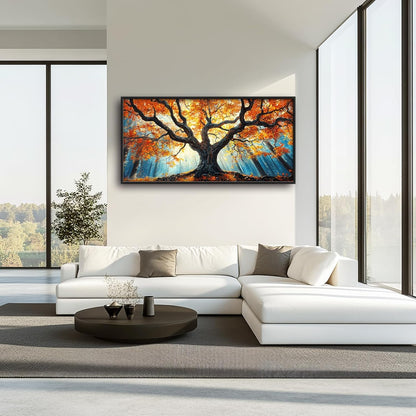 Extra Large Tree of Life Framed Wall Art for Living Room,Fall Autumn Forest Sunrise Landscape