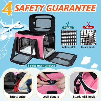Petskd Top-Expandable Pet Carrier 18x13x9.5 Inches Southwest Airline Approved, Soft-Sided Carrier