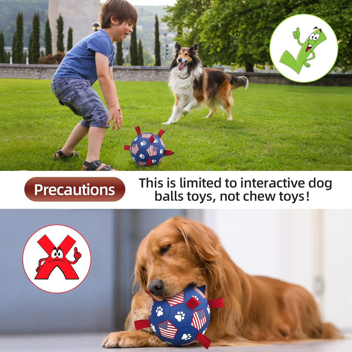 QDAN Dog Toys Soccer Ball with Straps, Durable Balls for Large Dogs, Beach Pool Dog Water Toy