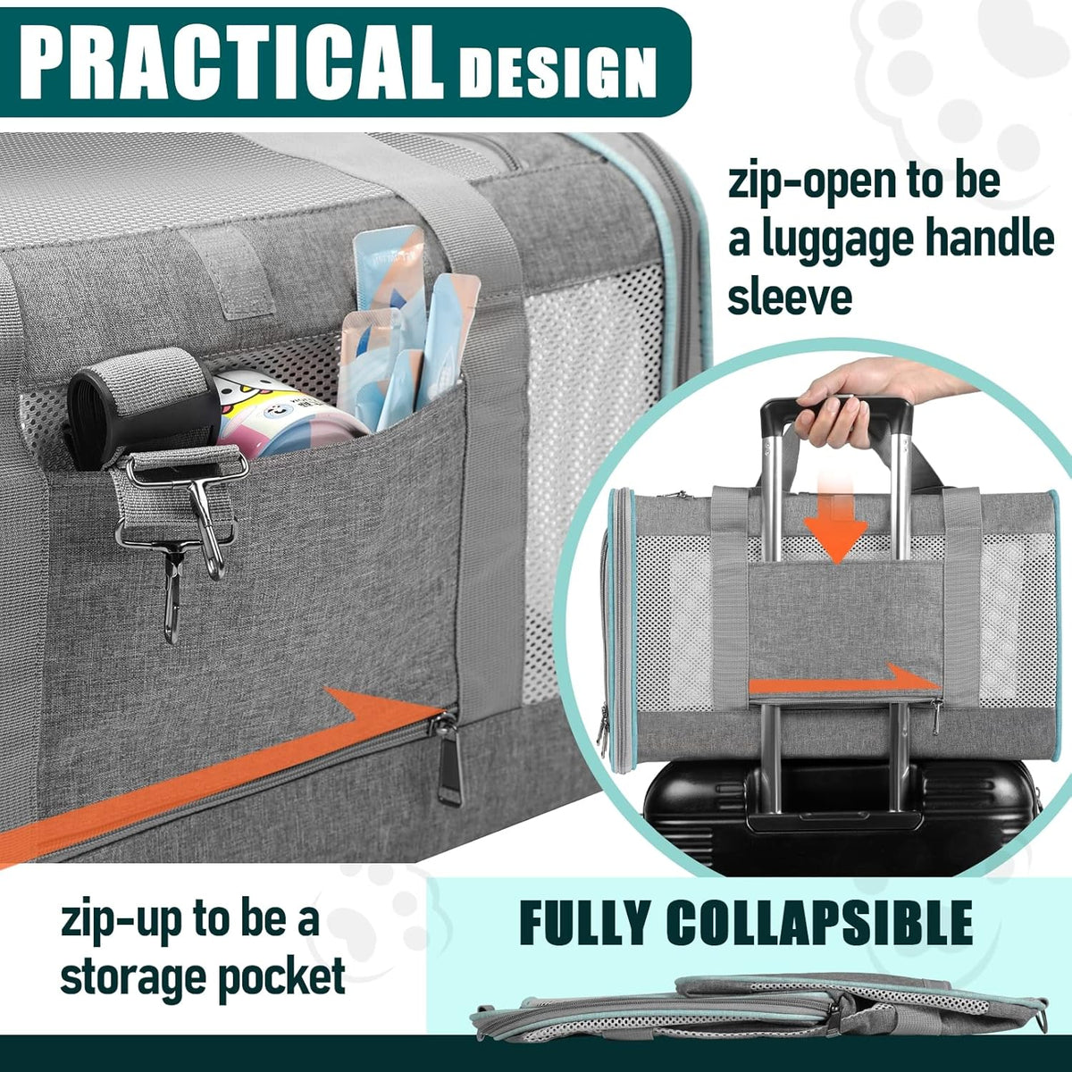 Pet Carrier for Large Cats 20 lbs+ / Soft Sided Small Dog Travel Carriers Top Load/Collapsible
