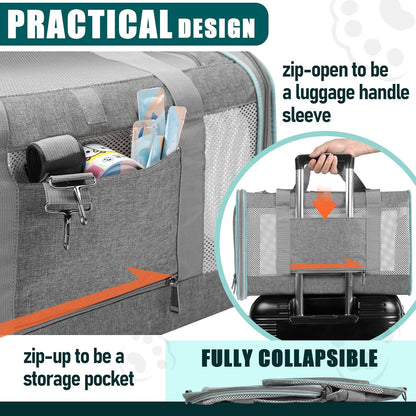 Pet Carrier for Large Cats 20 lbs+ / Soft Sided Small Dog Travel Carriers Top Load/Collapsible