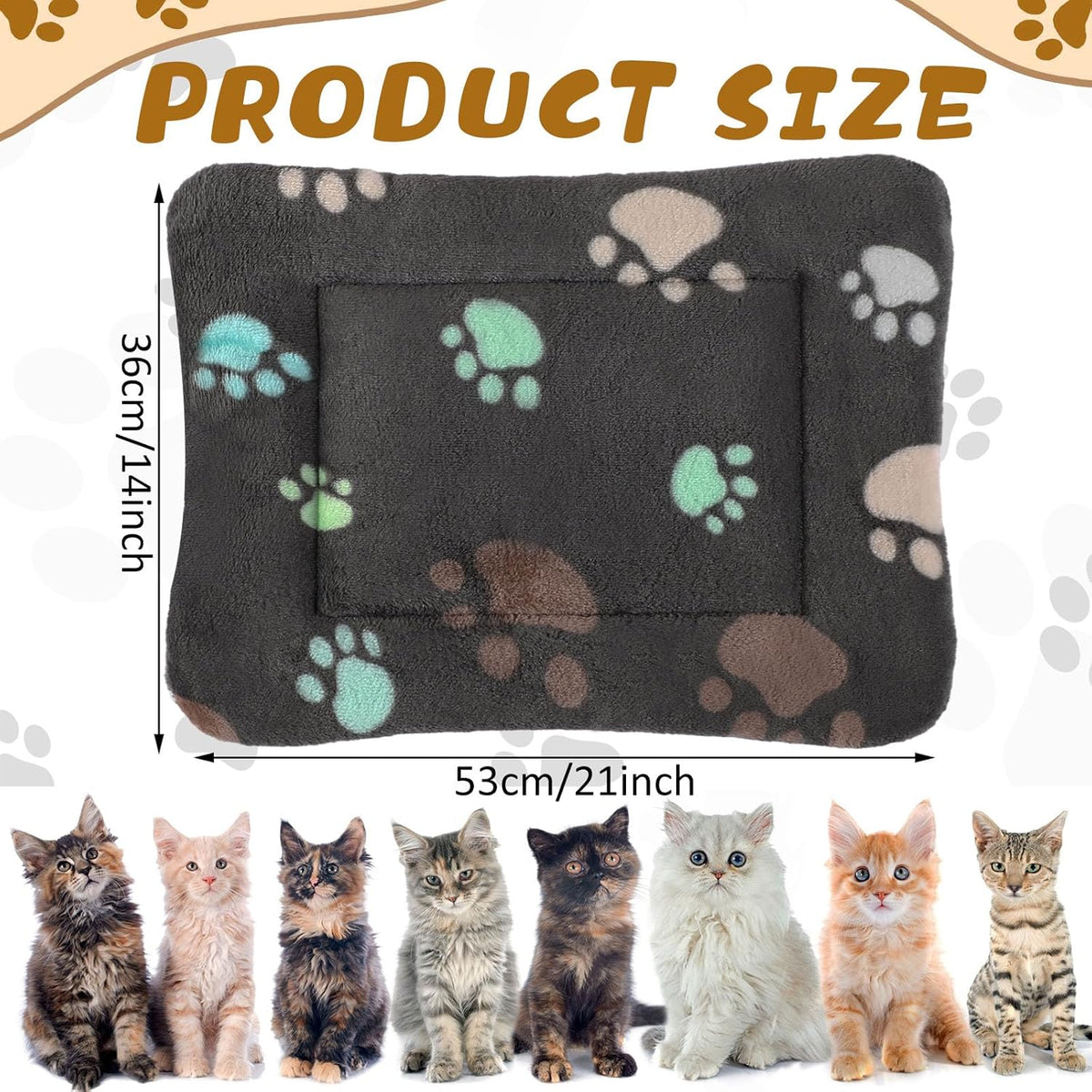 4 Pack Ultra Soft Dog Cat Bed Mat with Cute Prints Reversible Fleece Dog Crate Kennel Pad Cozy