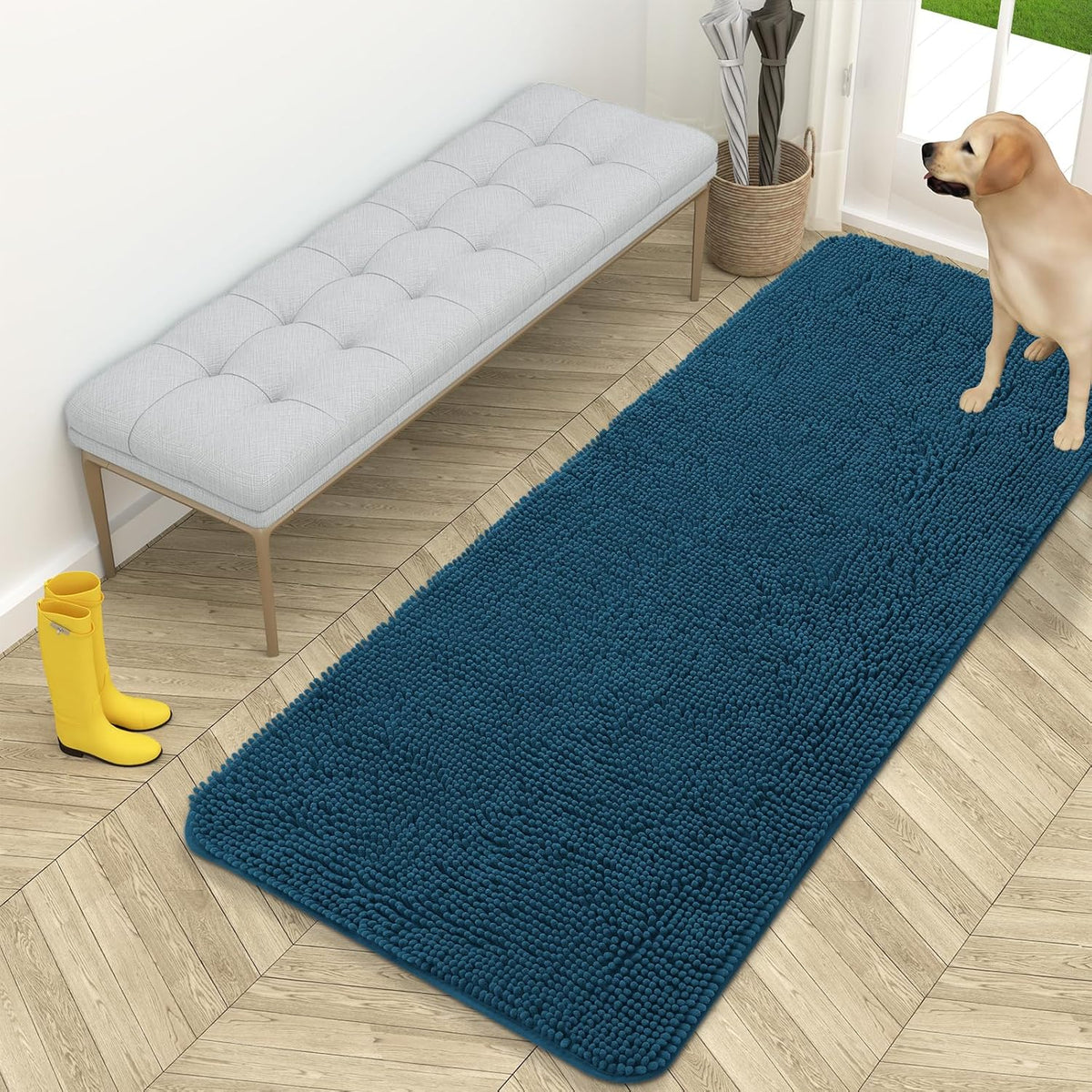 OLANLY Dog Door Mat for Muddy Paws 59x24, Absorbs Moisture and Dirt, Absorbent Non-Slip Washable