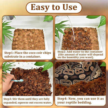 Halatool 10LB Coconut Chips Substrate for Reptiles 72QT Natural Coco Husk Snake Bedding for Ball