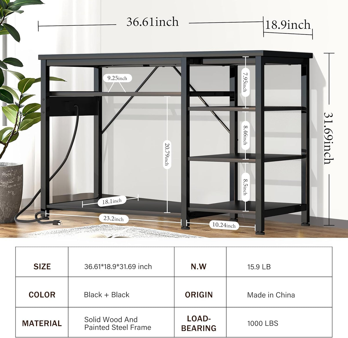 40-50 Gallon Fish Tank Stand: Heavy Duty Aquarium Stand with Power Outlets and Cabinet for Fish