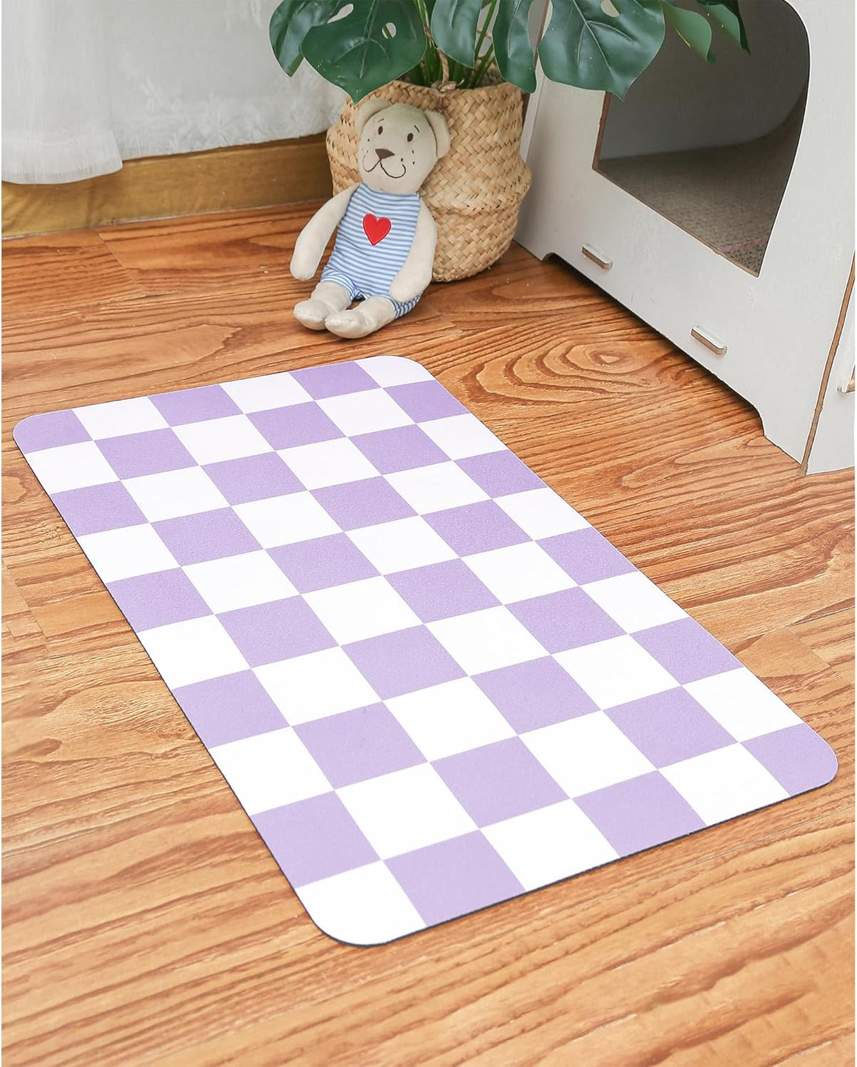Ralxion Checkered Dog Feeding Mat, Absorbent Mats for Dog Food and Water Bowl, Dispenser, Aesthetic
