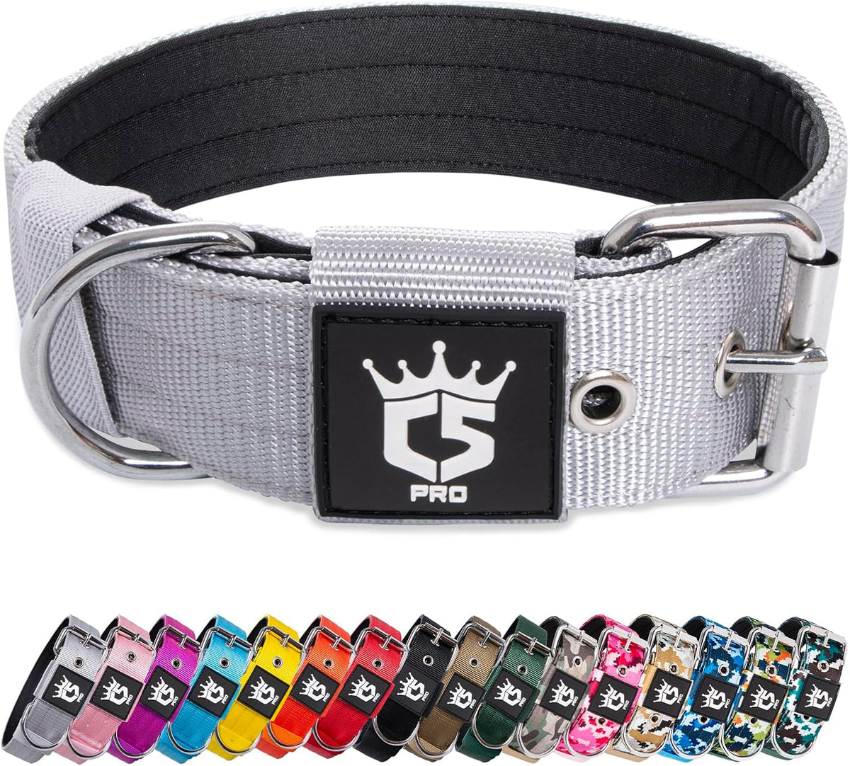 TSPRO Tactical Dog Collar 1.5 Inch Wide Thick Dog Collars with Heavy Duty Metal Buckle, Durable