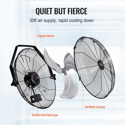 VEVOR 18 Inch Industrial Wall Mount Fan 2PCS, High Velocity 4000 CFM with 3-Speed Manual Control &