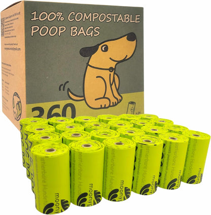 Compostable Dog Poop Bag Rolls, Doggie Poop Bags Refills, Eco-Friendly Pet Waste Bags
