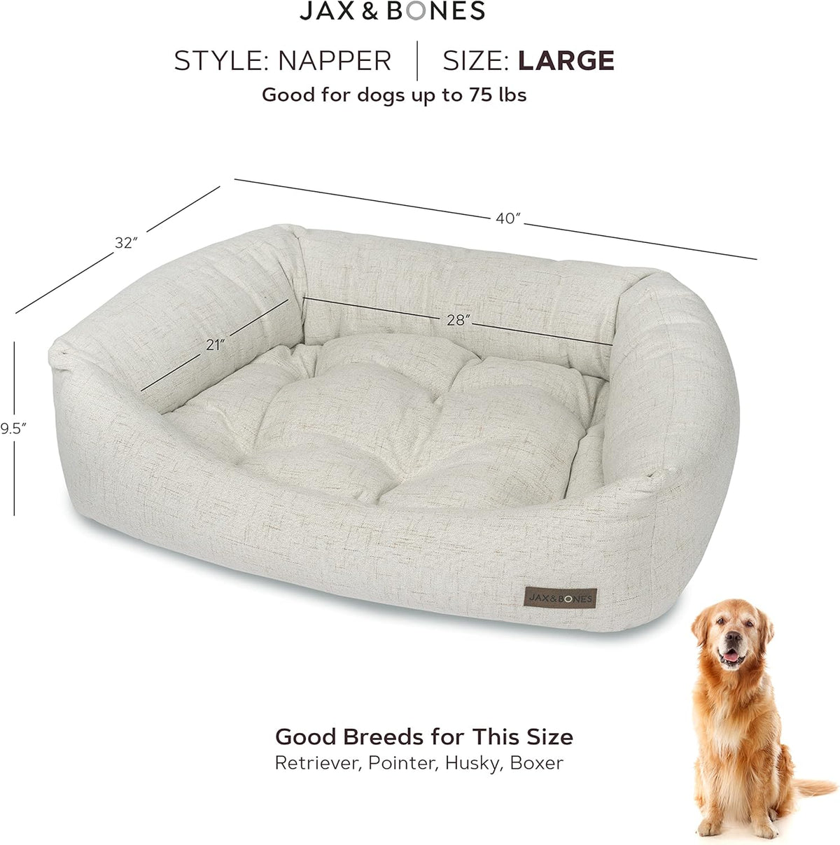 Jax & Bones Dog Napper - Machine Washable Shag Bed for Dogs - Extra Heavy Duty Bolstered Sides
